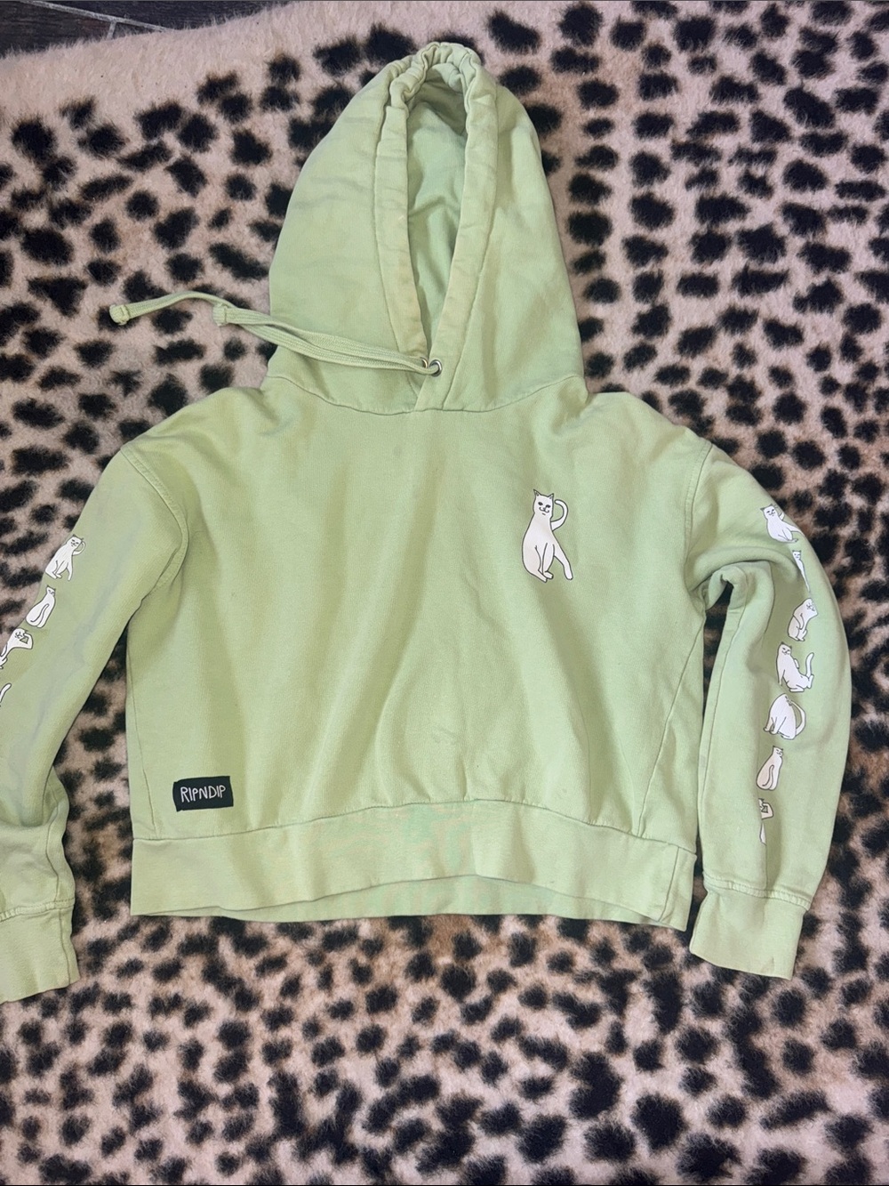 Ripndip Light Green Hoodie with Cat Sleeve Graphics